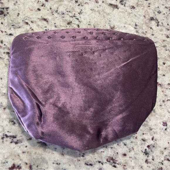 Vintage Ruth Saltz Purple Velvet Rhinestone Clutch Style Retro Purse Gold Key - Picture 3 of 11